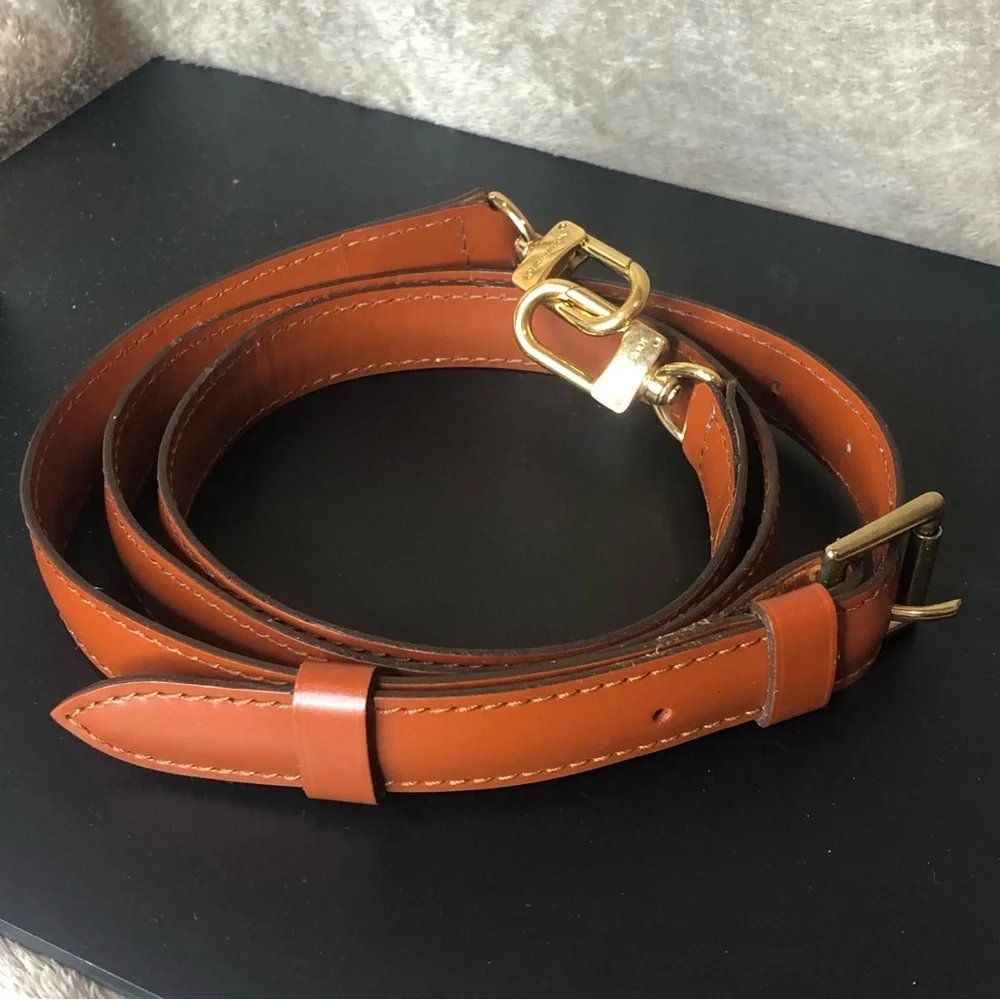 LOUIS VUITTON Adjustable Brown Kenyan Fawn Leather Strap with Gold Hardware